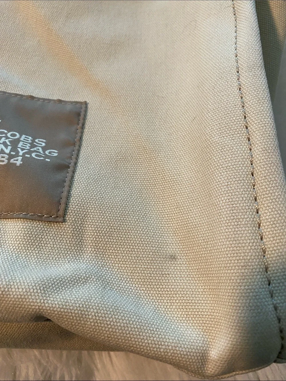 Marc Jacobs Cream Canvas Crossbody with Black Strap